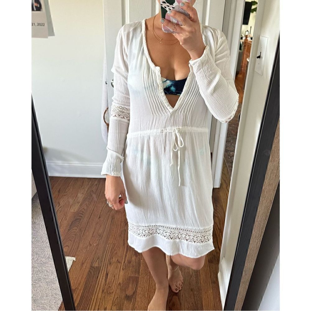 H&M White Crochet Swimsuit Tunic Coverup